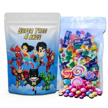 Imagem de Kit Festa Com 5 Saquinhos Em Pé 12x19cm Vários Temas - Mundo da Bina, 
