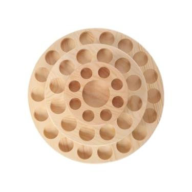 Imagem de Milageto Prateleira de armazenamento de óleo essencial organizador de armazenamento de madeira rotativa presentes mesa frascos de perfume prateleira de rolo