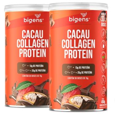 Imagem de Cacau Collagen Protein, 13 gramas de proteína, 450g, sabor chocolate, Bigens (Kit 2, Chocolate)