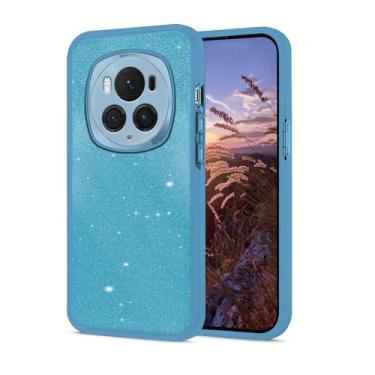 Imagem de Anlalish Capa para celular compatível com Honor Magic 6 Pro Glitter Honor Magic 6 Pro, revestimento de silicone, acessórios de proteção da câmera, capa à prova de choque (azul)