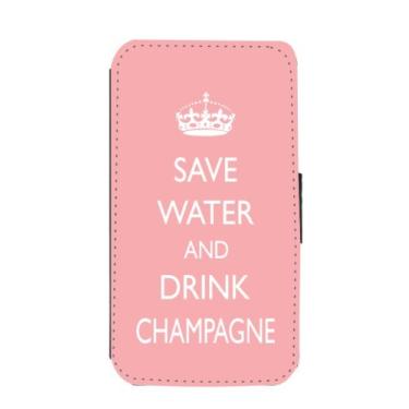 Imagem de Rikki Knight Save Water and Drink Champagne Capa carteira rosa claro com aba magnética para Samsung Galaxy S3