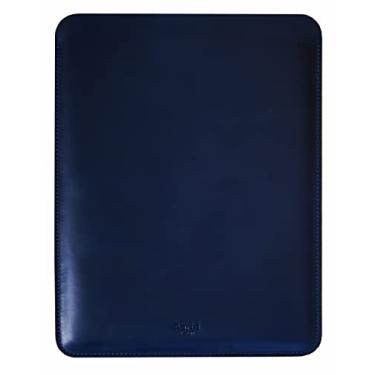Imagem de Aartedesign Capa de couro vintage genuíno de 14 polegadas para MacBook 14 Pro 2021-2026 M1 M2 M3 M4 Pro MAx A2442 Capa para laptop macia feita à mão para Mac 14 (vertical, azul vintage)