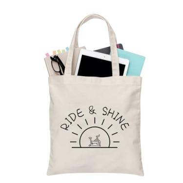 Imagem de BDPWSS Presente para amantes de ciclismo Spin Class Gift Indoor Cycling Spinning Bike Gym Gift Ride and Shine Tote Bag Workout Fitness Gift, Ride Shine Tg