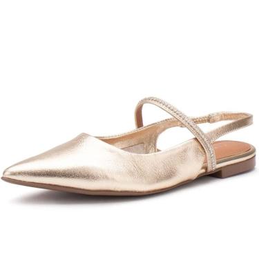 Imagem de Sapatilha Feminina Casual Conforto Couro Strass Lia Line