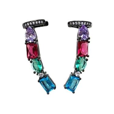 Imagem de Ear Cuff Cristais Multicolor Ródio negro - Mood by Mi