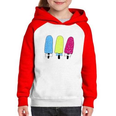 Imagem de Moletom Infantil Colorfull Icecreams - Foca na Moda, Branco, Vermelho,