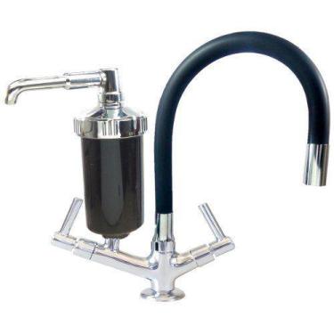 Imagem de Torneira Filtro Luxo Flexível Mesa Cozinha Tubo E Copo Preto - ORIGINA