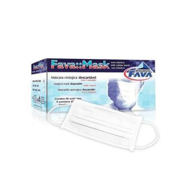 Imagem de Máscara Cirurgica Branca C/ Elástico - Caixa C/ 50 Unidades FAVA