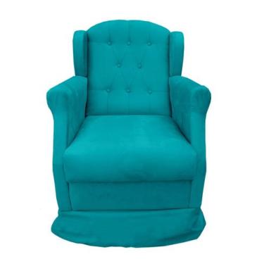 Imagem de Poltrona Para Amamentação Com Balanço Eliza - Suede - Sv Decor,  Azul 