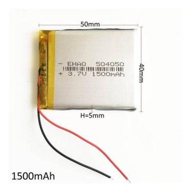 Imagem de Bateria 504050 1500mah 5mm X 40mm X 50mm Com 2 Fios 3,7v - KMIG