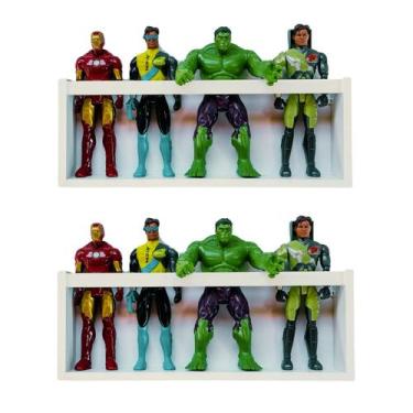 Imagem de Kit 2 Nichos De Parede Para Bonecos Marvel Prateleira Barbie Pelúcia 5