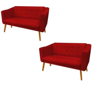 Imagem de Kit 02 Namoradeira  Decorativa  Céci Pés Madeira 2 Lugares Sala de Est