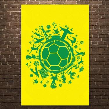 Imagem de Placa Decorativa MDF País do Futebol Verde Amarela 30x40cm - Quartinho