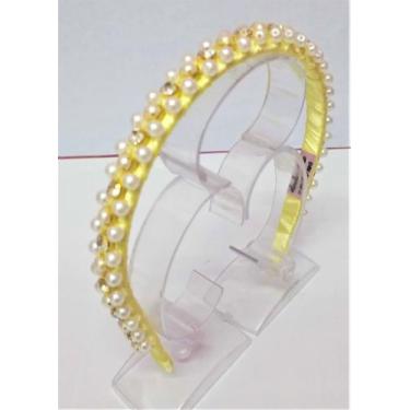 Imagem de Tiara de Luxo em Pérolas, Dourada - Lene Laços - Lene Laços Bordados A