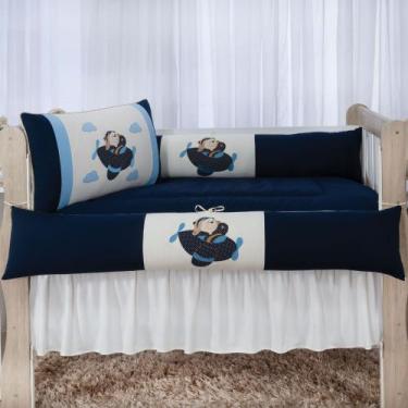 Imagem de Kit enxoval para berço 506 aviador ursinho marinho/azul barato com bab