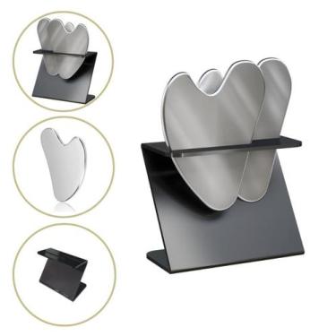 Imagem de Par De Gua Sha Inox Com Rack Acrilico Preto - VCTEC