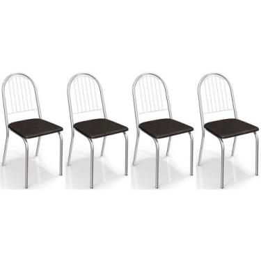 Imagem de Kit 4 Cadeiras de Cozinha Noruega 2C077 4 Un Cromada/Preto 110 - Kappe