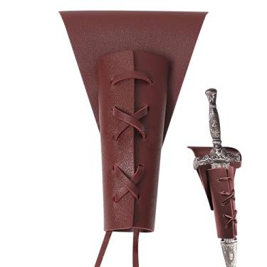 Imagem de Cinto de espada com suporte de adaga com laço, sapo de espada de estilo medieval, coldre de espada de couro ajustável para cosplay de fantasia, acessório de bainha de cinto e acessórios renascentistas