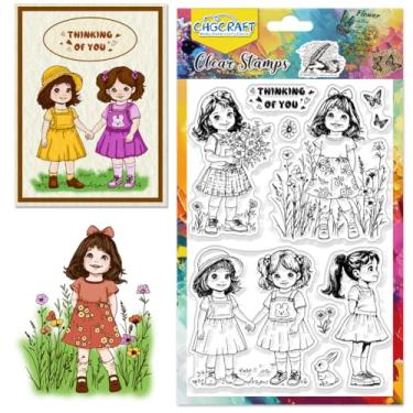 Imagem de CHGCRAFT Carimbos transparentes de amizade para meninas, selos transparentes de silicone para crianças, selos transparentes para cartões, selos, faça você mesmo, álbum de fotos para scrapbooking,