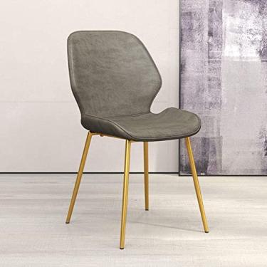 Imagem de Cadeira de jantar e cozinha – pernas de metal + assento de couro, cadeiras de convidados de clube de sala de estar [12 cores], cinza escuro, pernas douradas