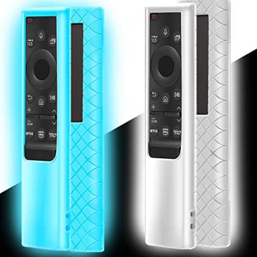 Imagem de Pacote com 2 capas compatíveis com controle remoto Samsung Smart TV, capa para Samsung Solar Cell Remote 2021/2022 BN59-01357 BN59-01385 BN59-01265A capa universal de silicone brilha no escuro