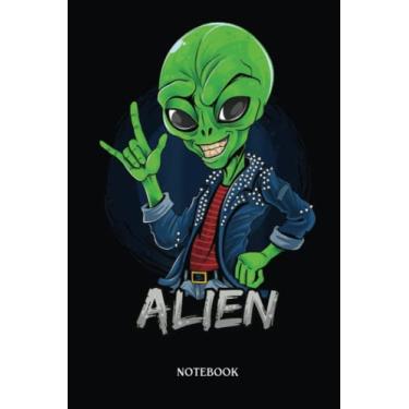 Imagem de Alien Notebook: Alien Rockstar Love Sign Language Asl Ufo Space Invasion | Alien Journal, Lined Journal Ufo, Ufo Journal, Lined Journal Alien, Size 6 X 9", 120 Pages.