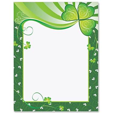 Imagem de Paperdirect Playful Shamrock Clover Pizazz Convite St Pats Papel temático para eventos especiais, papel de borda, papel timbrado 21 x 28 cm, 25 folhas, papel de escrita premium elegante papel