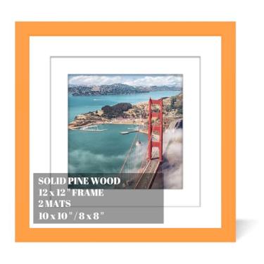 Imagem de Molduras de madeira de 30,5 x 30,5 cm para pendurar na parede ou mesa, moldura de pintura de diamante, molduras digitalizadas para bebês com 2 tapetes 20 x 20 cm ou 25 x 25 cm para decoração de parede