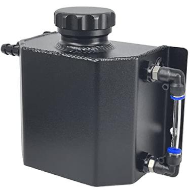 Imagem de Sutekus Tanque de Transbordamento Tanque de Radiador de Refrigerante Universal 1L Tanque de Expansão de Reservatório de Refrigerante de Alumínio, Preto
