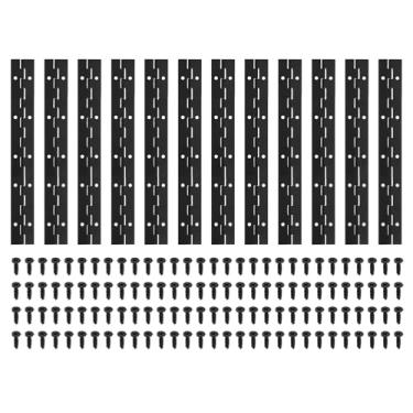 Imagem de PATIKIL Dobradiça de piano de 30 x 3 cm, pacote com 12 dobradiças contínuas de aço inoxidável 304 com furos para porta de portão de piano, caixa de armazenamento de madeira, barco de armário, preto