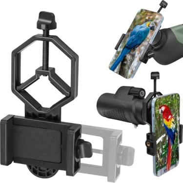 Imagem de Tydeux Suporte de câmera adaptador de telescópio para smartphone, suporte universal para telefone, funciona com telescópio, microscópio, microscópio, monocular, binóculo