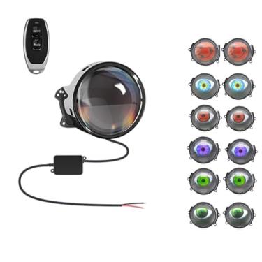 Imagem de Luzes grandes dinâmicas de terceira geração - Luzes de neblina dinâmicas com bola de olhos grandes de 6 modos, faróis de carro com globo ocular maligno do diabo, luzes de carro com padrões de olh