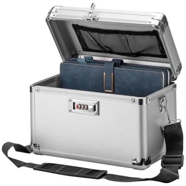 Imagem de LOCKCURX Caixa grande com cadeado – caixa de segurança com fecho, estojo de armazenamento com trava para itens pessoais e medicamentos, cofre trancável à prova de crianças para casa/escritório/escola