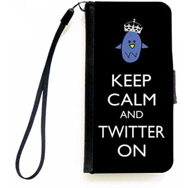 Imagem de Rikki Knight Keep Calm and Twitter On Capa tipo carteira flip preta com aba magnética para Apple iPhone 5c