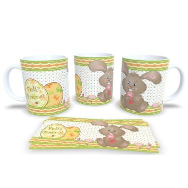 Imagem de Caneca de Porcelana Branca Personalizada Coleção Páscoa Feliz