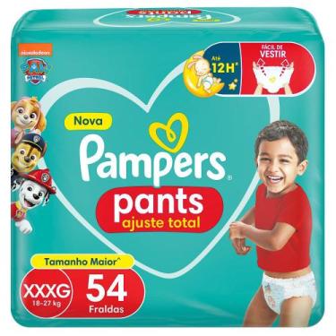 Imagem de Fralda Infantil Pampers Pants Ajuste Total Tamanho XXXG com 54 Fraldas