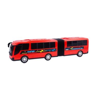 Imagem de Ônibus de brinquedo grande articulado metropolitano brinquedo sanfonado (Vermelho)