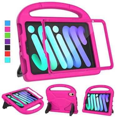 Imagem de MOXOTEK Capa infantil para iPad Mini 7 2024 / Mini 6 2021, iPad Mini 7ª/6ª geração com protetor de tela, durável à prova de choque com alça de suporte, capa protetora para iPad de 8,3 polegadas, rosa