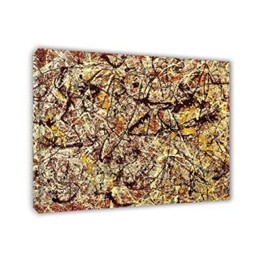 Imagem de Jackson Pollock Mural em solo vermelho indiano, reprodução de pinturas a óleo famosas, impressão giclée esticada em tela, imagens abstratas em tela, arte de parede, pronto para pendurar, 20 x 25 cm (8