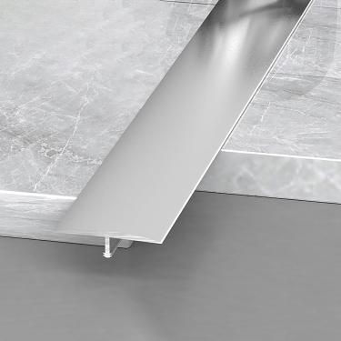 Imagem de Faixa de transição de laminado de 3 peças - decoração de piso em forma de T de 90 cm para conexão suave entre azulejo-madeira-laminado | Trilho de piso de cobertura de lacuna, prata, Breite: