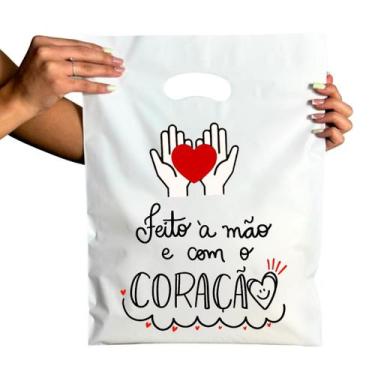 Imagem de Sacolas Plásticas Boca De Palhaço Para Loja  Tam. G 30X40  Feito a Mão