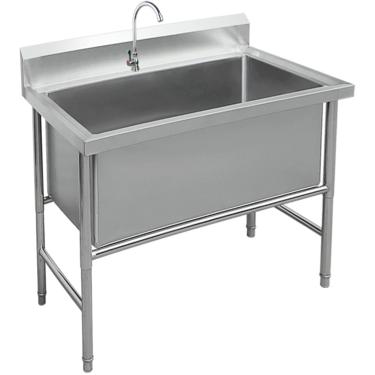 Imagem de Pia autônoma de aço inoxidável, pia utilitária, pia de cozinha comercial de 1 compartimento, pia de cozinha industrial, pia comercial, pia industrial, 31 pol.