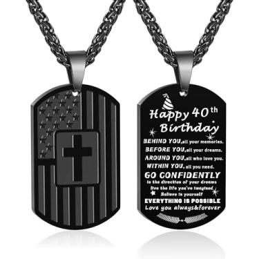 Imagem de DuoDiner Colar de presente de aniversário para homens, meninos, pai, filho, irmão, marido, avô, neto, 10, 13, 16, 18, 21, 30, 40, 50, 60 anos, aniversário, presentes de Natal, Medium, Aço inoxidável,