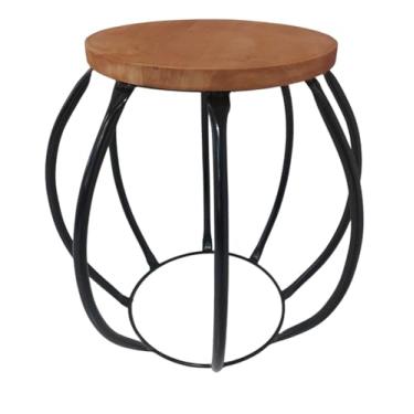 Imagem de Banco Barril Feito em Caninhos em Ferro e Assento em Madeira Maciça