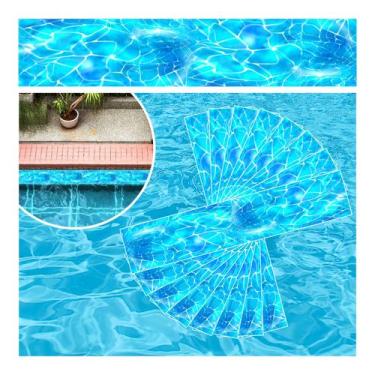Imagem de Kit 04 Adesivos Piscina Vinílico Fundo Água Azul 100x20cm - Resitank