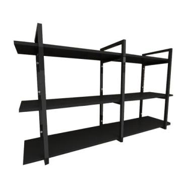 Imagem de Prateleira industrial para Sala aço cor preto prateleiras 30 cm cor pr