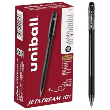 Imagem de Caneta esferográfica Uniball Jetstream 101, bastão, negrito 1 mm, tinta preta, barril preto, dúzia
