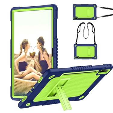 Imagem de Kebiory Capa resistente para Lenovo Tab P12 32.3 cm 2023 TB370FU com alça de ombro embutida suporte para caneta infantil capa para Lenovo Tab P12 / Xiaoxin Pad Pro 12,7 polegadas (verde marinho)