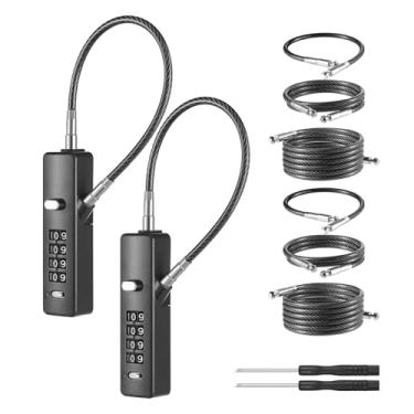 Imagem de Fechaduras de cerca para portões externos, fechaduras de cabo pequenas de 4 dígitos com combinação, trava de corda de aço com 3 comprimentos (23,5 cm/23,6 polegadas/47,2'') Trava de bicicleta para