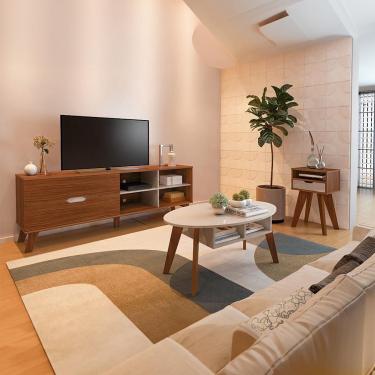 Imagem de Conjunto para Sala de Estar Modern Verona com Rack e Mesas MDF e MDP Off White